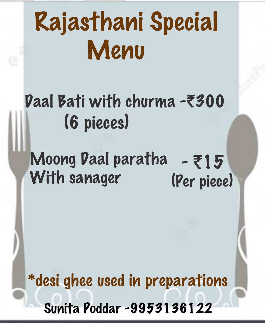 Rajasthani menu