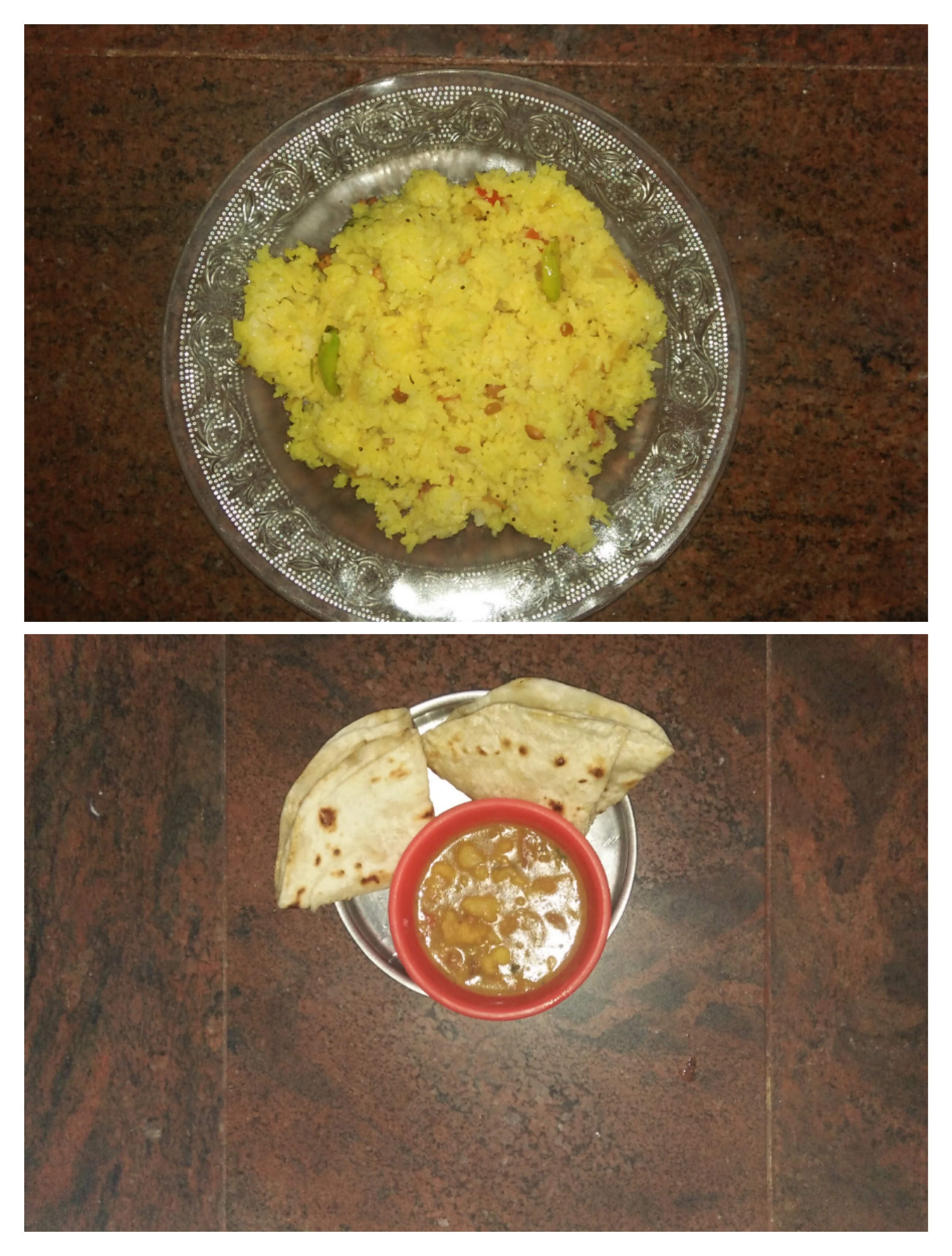 Roti curry and lemon rice