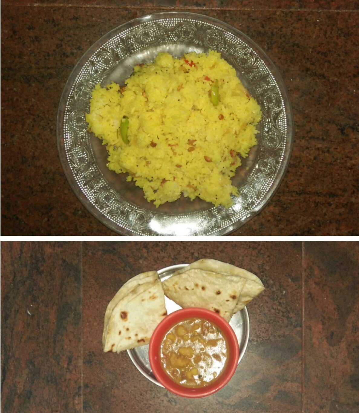 Roti curry and lemon rice