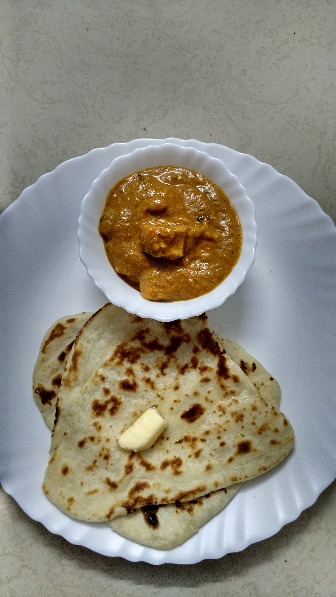 Paneer butter masala with Parathas
