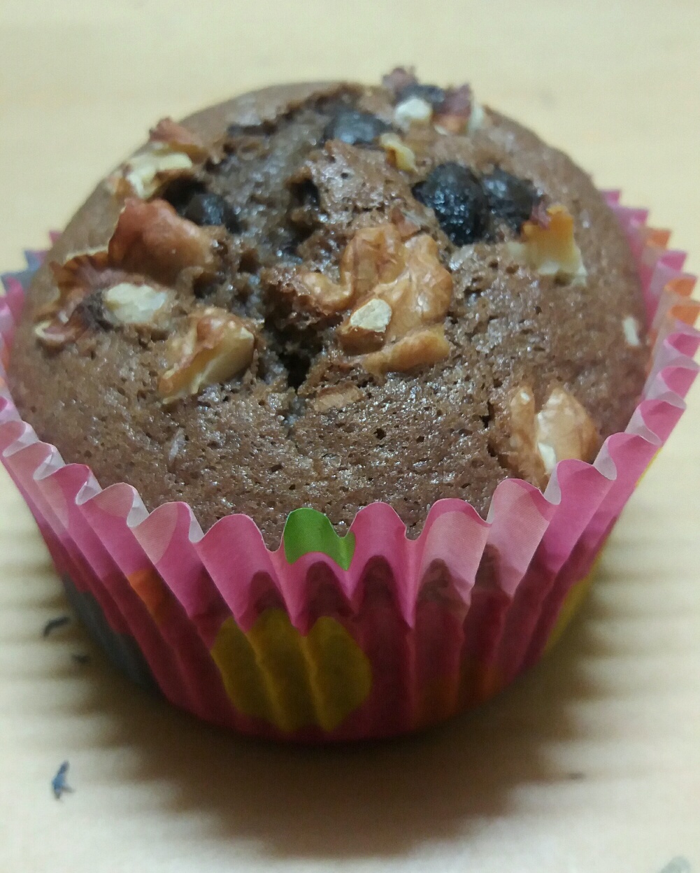 Chocolate chocochip walnut muffin