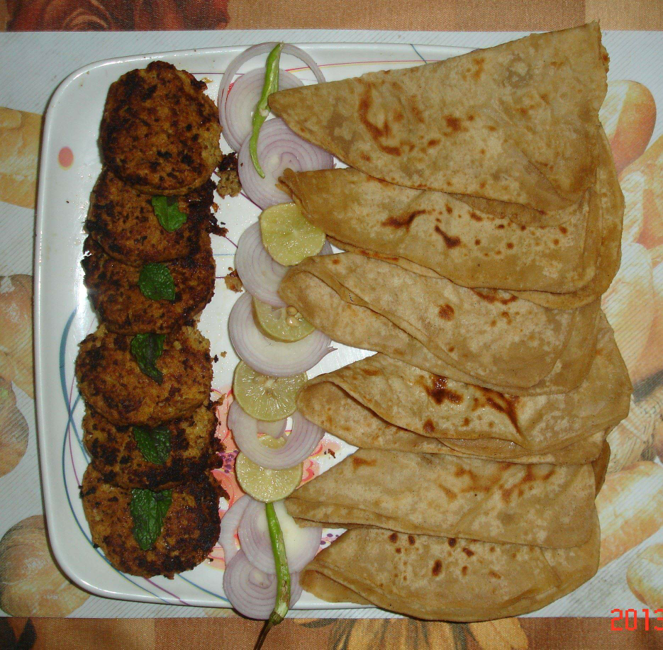 Shami kabab, paratha