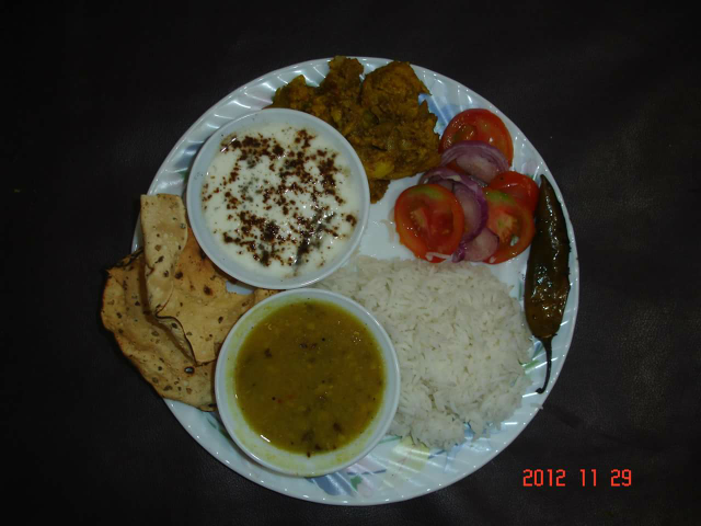 simple rice daal thali