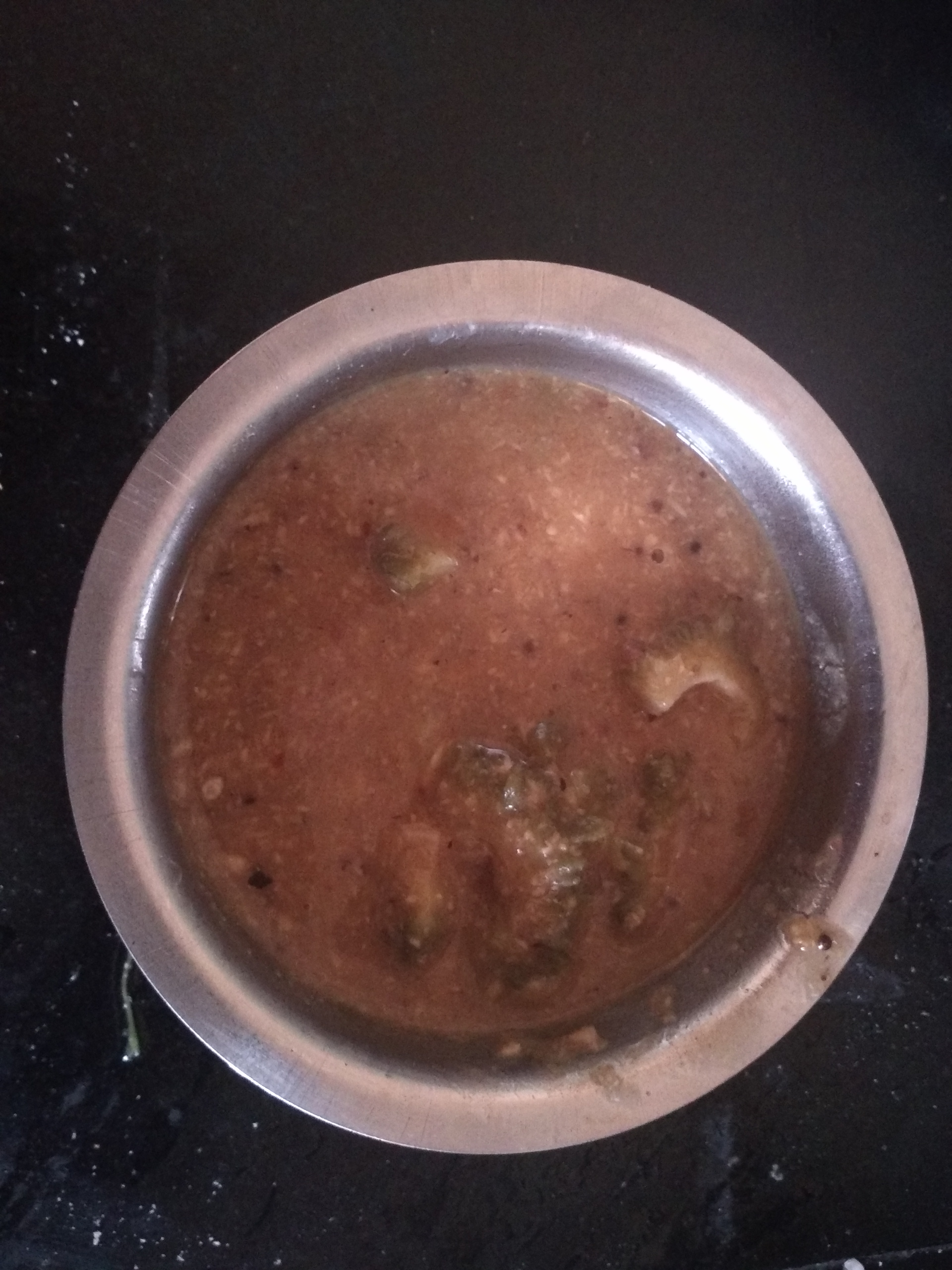 Iyengar style Pavarkai Pitla (bittergourd curry)