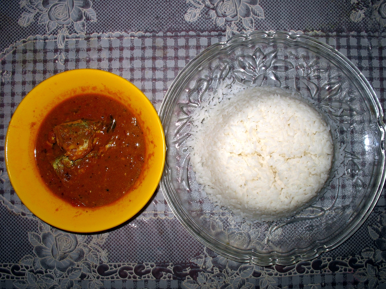Kerala fish curry with rice