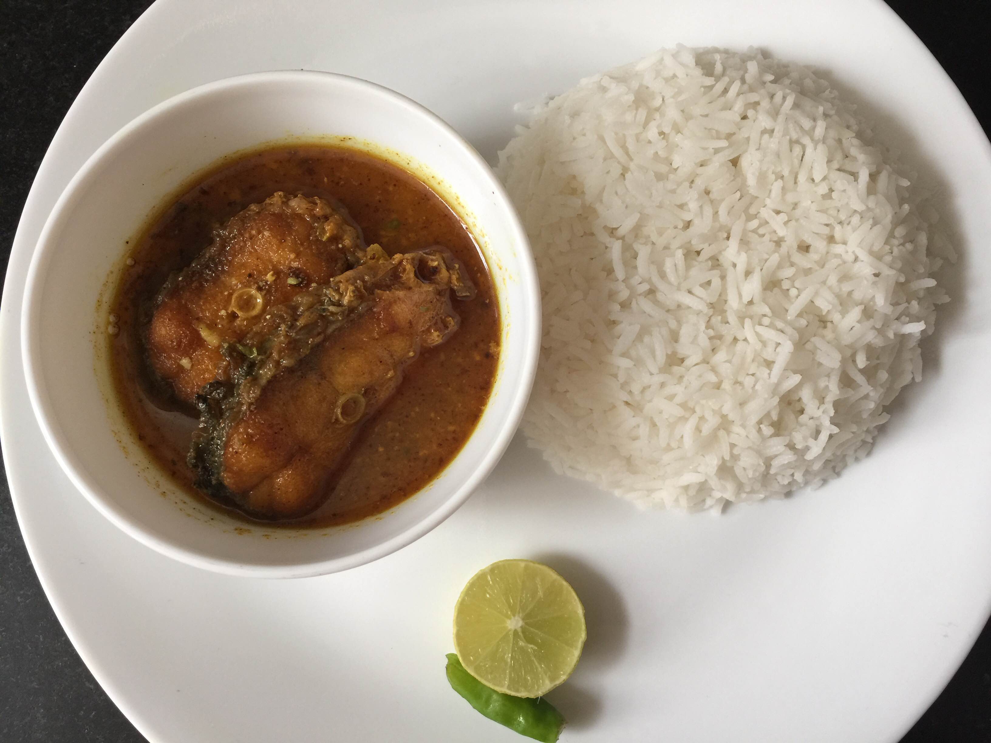 Rohu Fish Curry (with Rice)