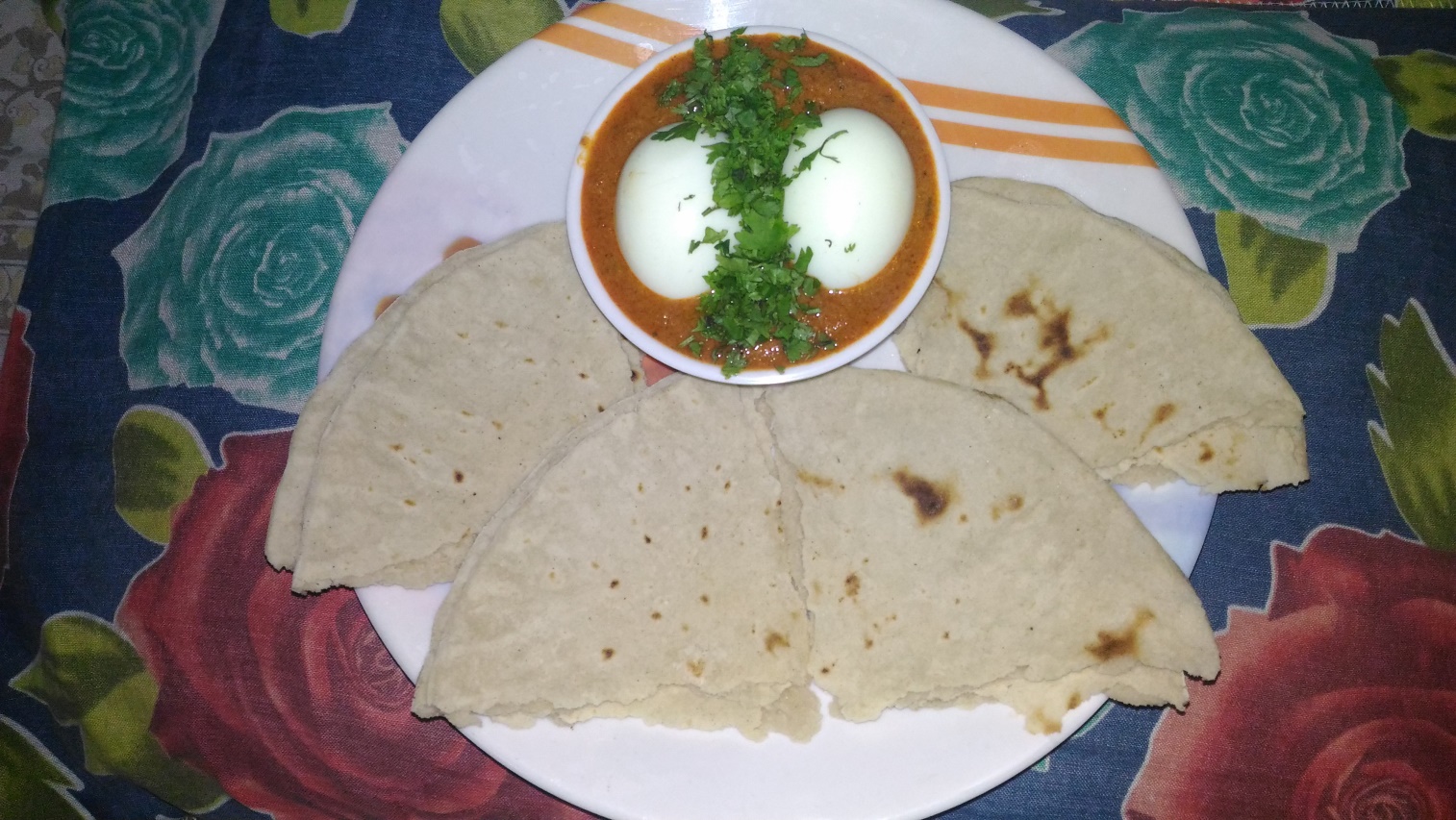 Anda curry with Bhakari or Chapati