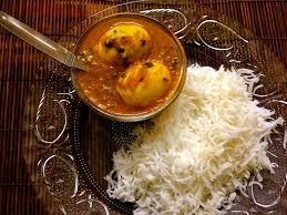 Rice with egg curry