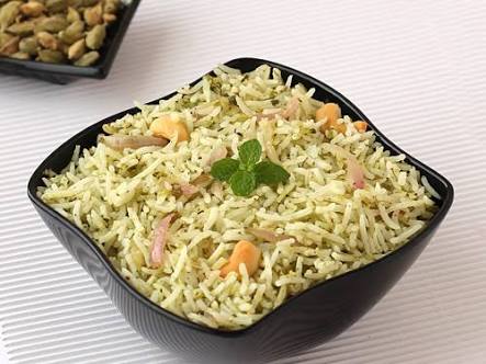 Pudina rice with gutti vankaya karry